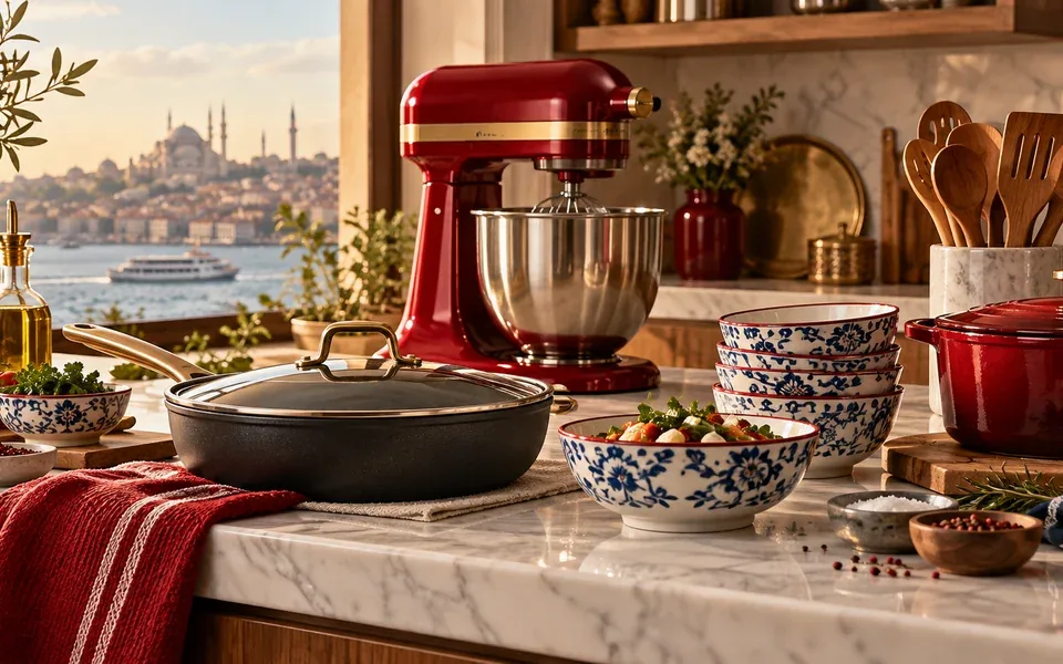 Stand mixer, pan and kitchenware
