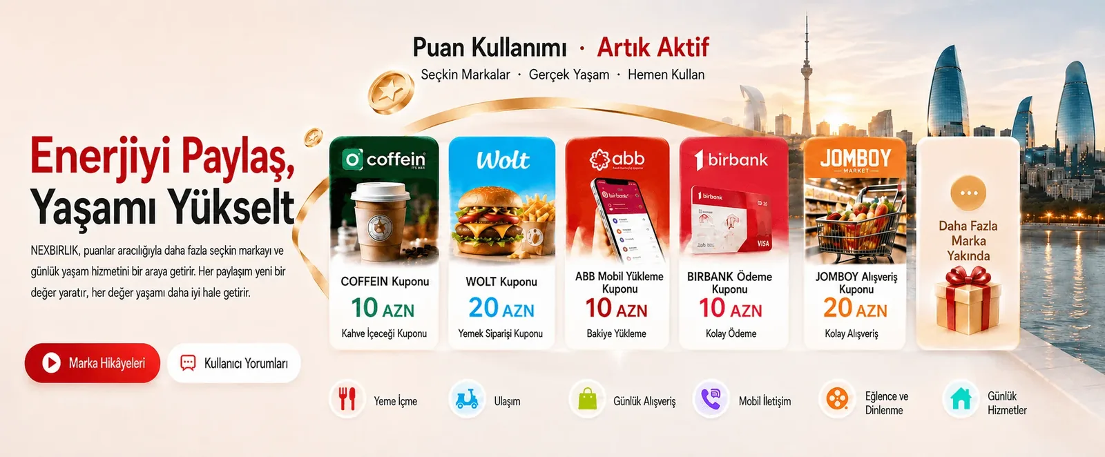 COFFEIN kahve kuponu, 10 AZN